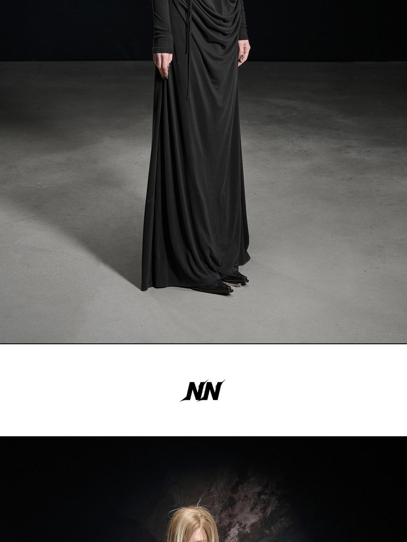 NORTH NODE Beaded Cowl Neck Patchwork Pleated Women&
