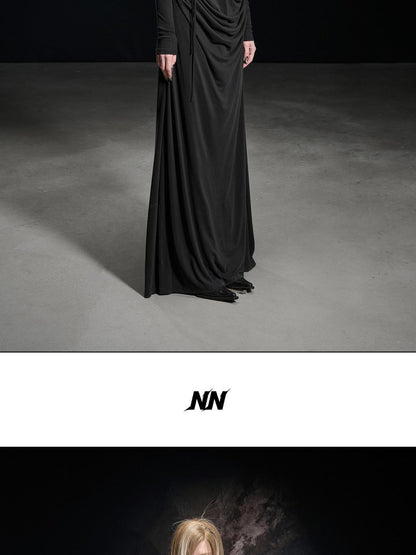 NORTH NODE Beaded Cowl Neck Patchwork Pleated Women&