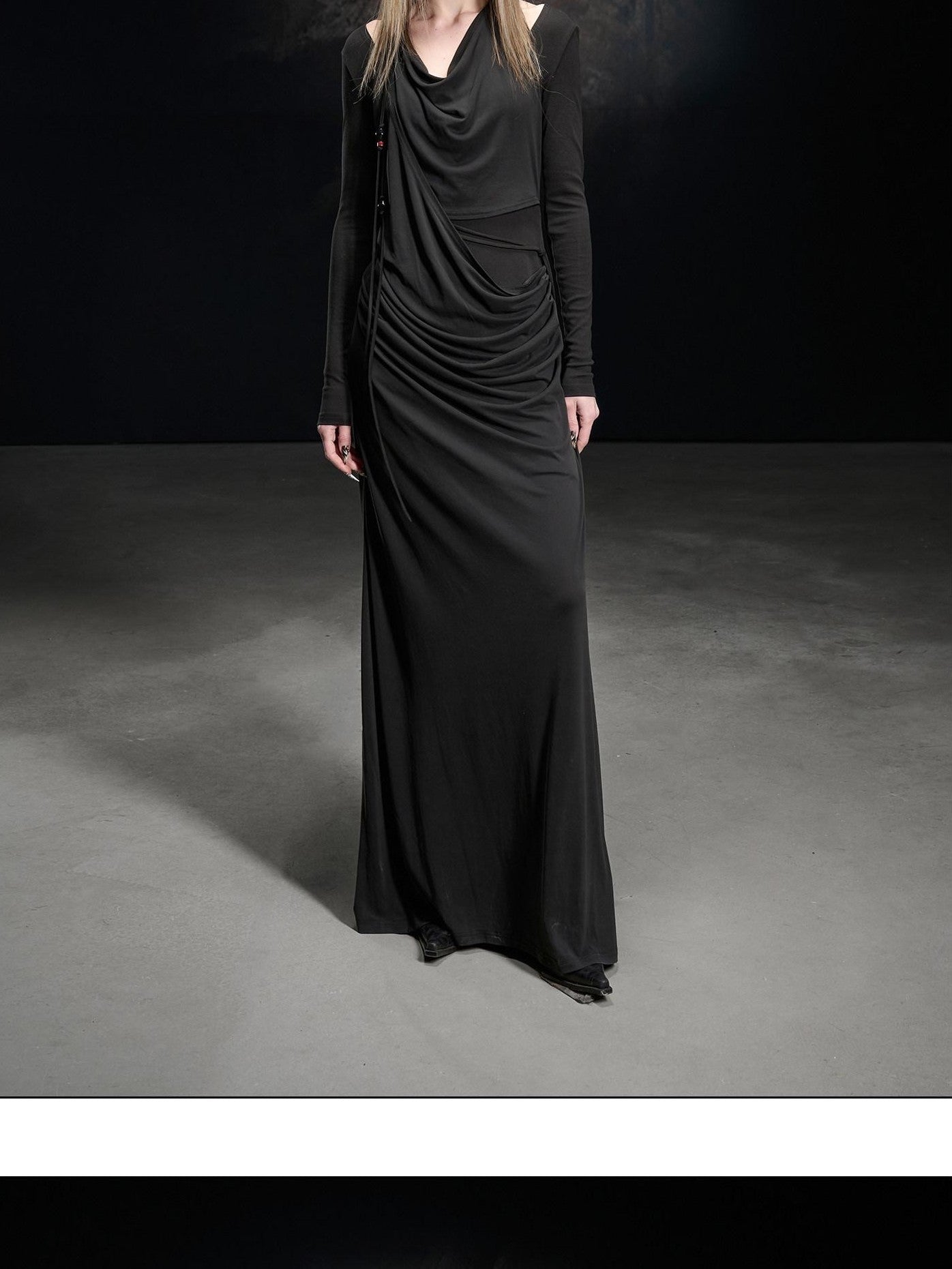 NORTH NODE Beaded Cowl Neck Patchwork Pleated Women&