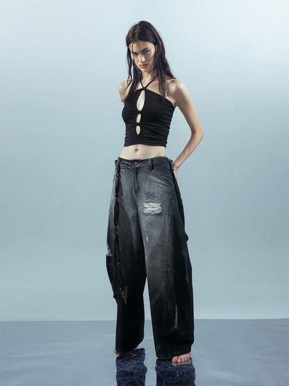NORTH NODE Beaded Cutout Halter Neck Dropped Strap Women&