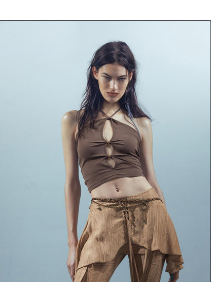 NORTH NODE Beaded Cutout Halter Neck Dropped Strap Women&