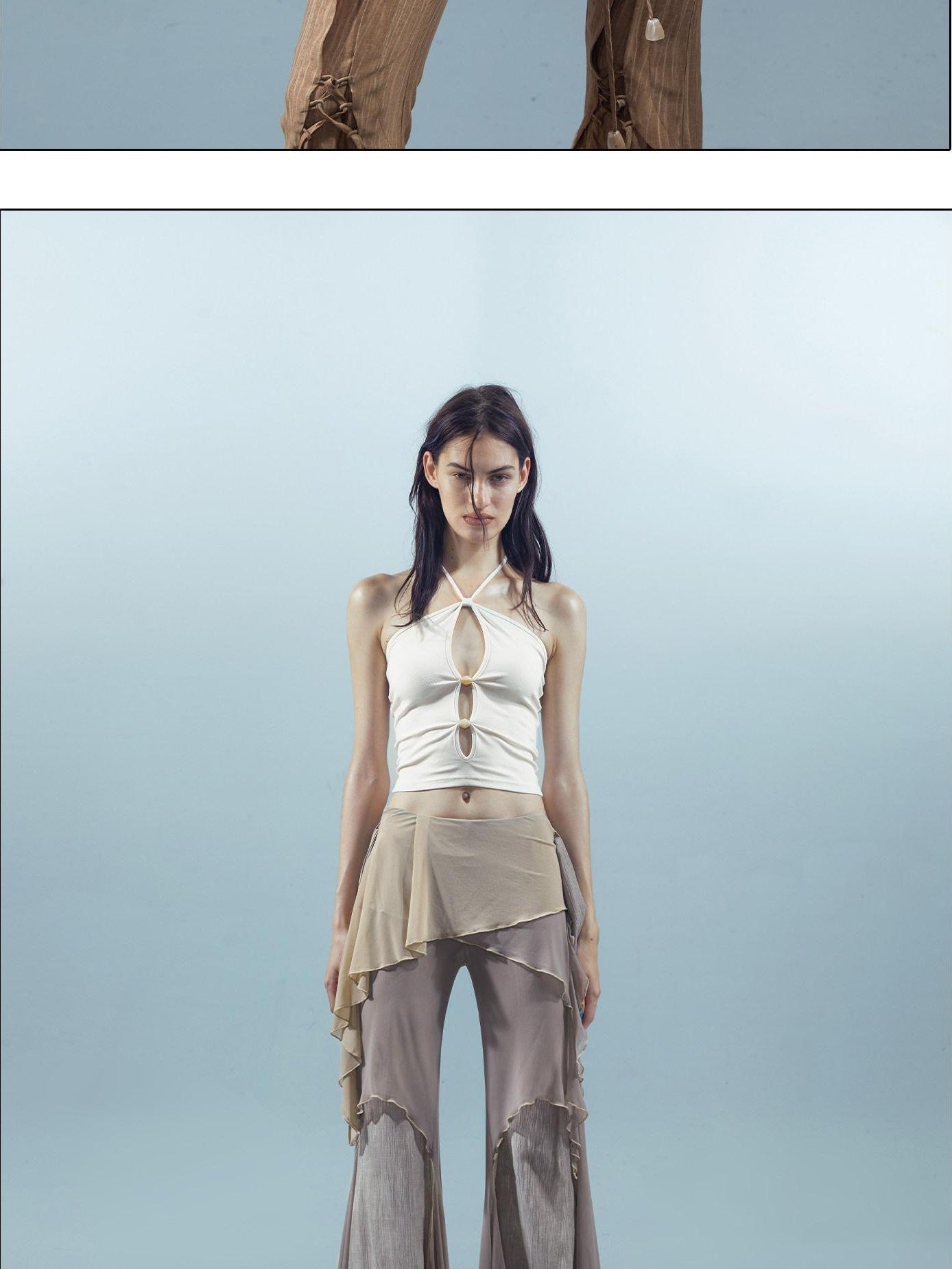 NORTH NODE Beaded Cutout Halter Neck Dropped Strap Women&
