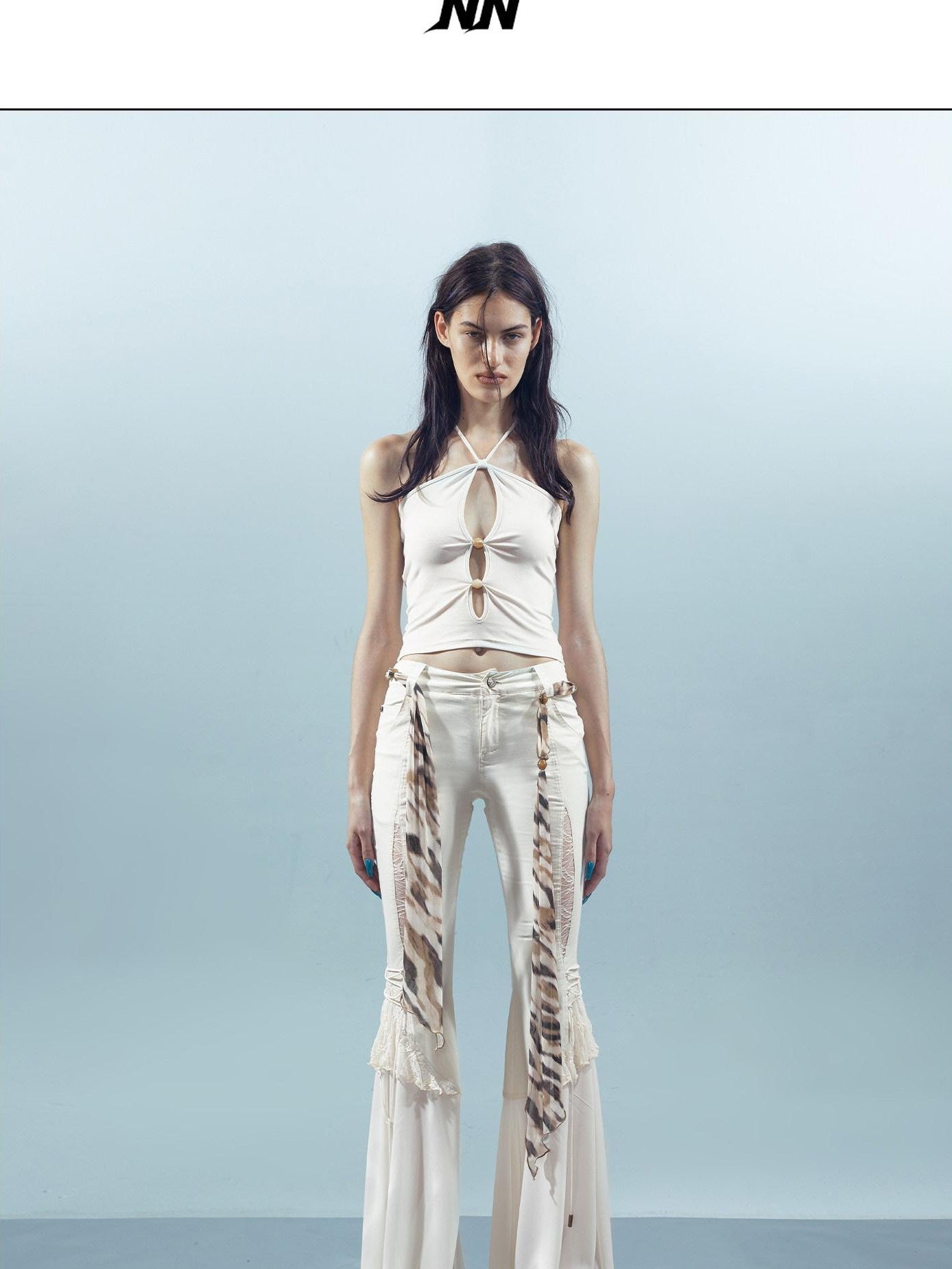 NORTH NODE Beaded Cutout Halter Neck Dropped Strap Women&