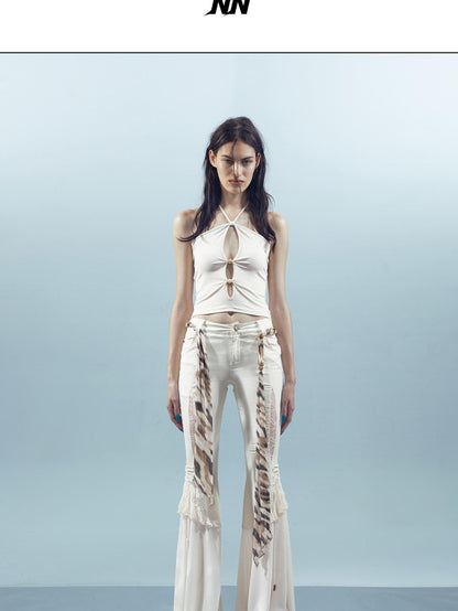 NORTH NODE Beaded Cutout Halter Neck Dropped Strap Women&