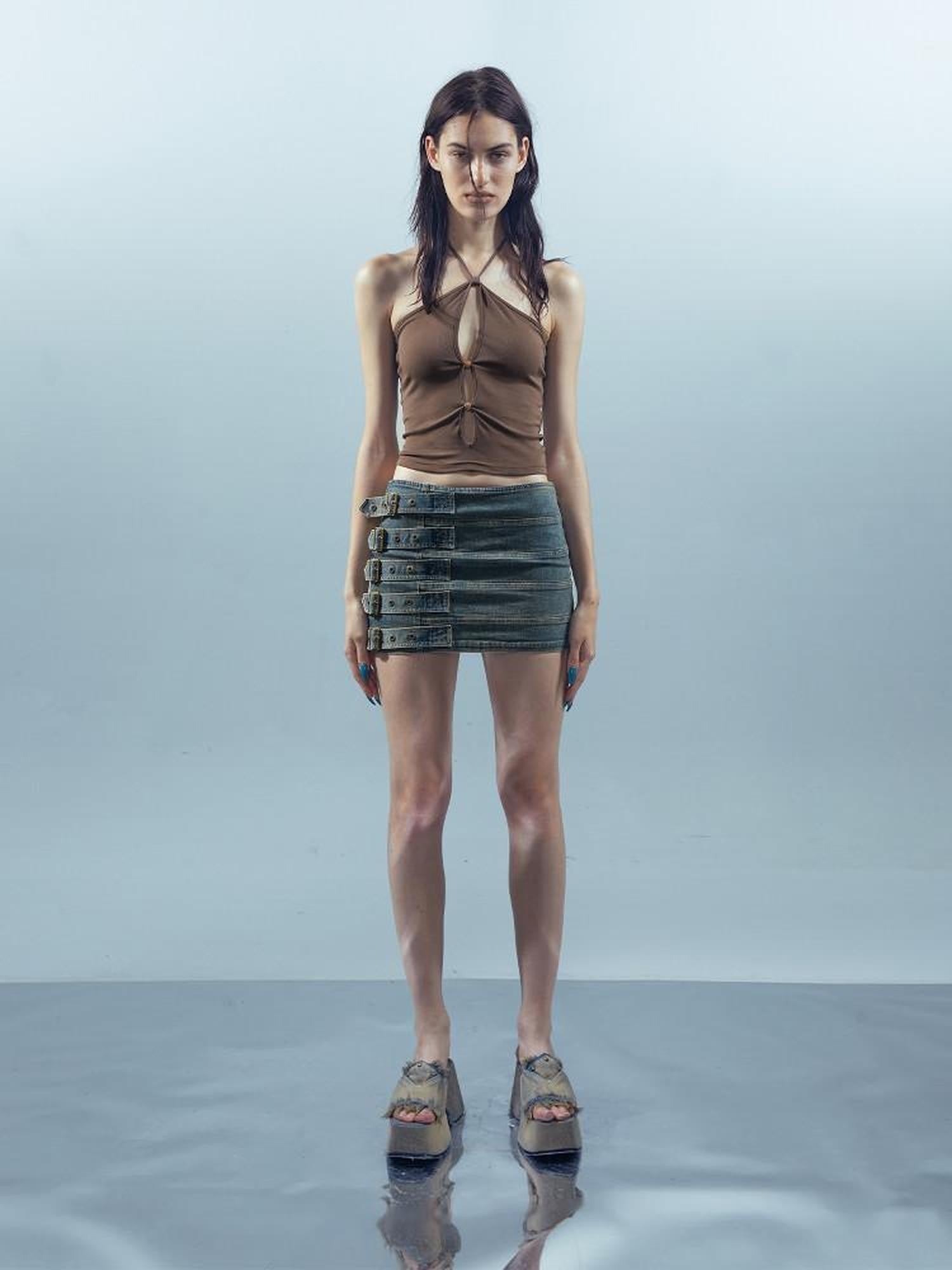 NORTH NODE Beaded Cutout Halter Neck Dropped Strap Women&