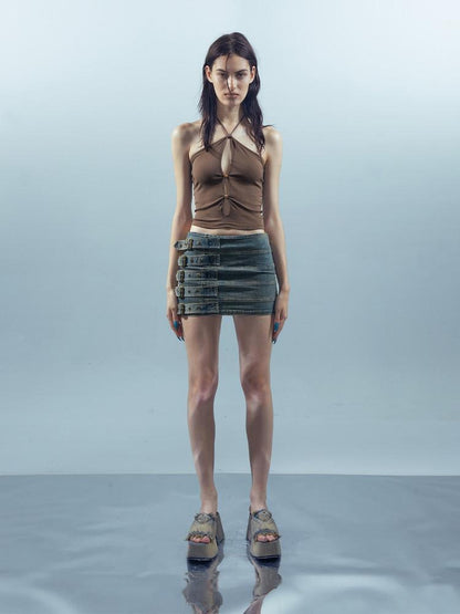 NORTH NODE Beaded Cutout Halter Neck Dropped Strap Women&