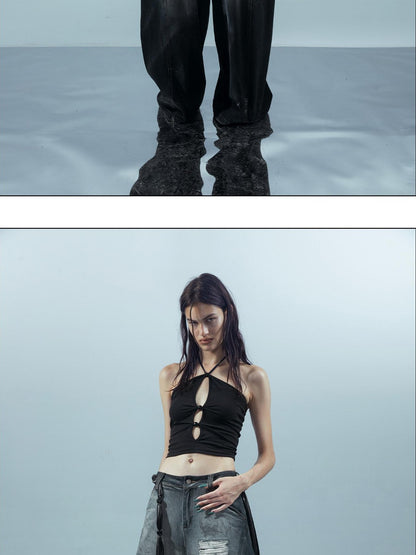 NORTH NODE Beaded Cutout Halter Neck Dropped Strap Women&