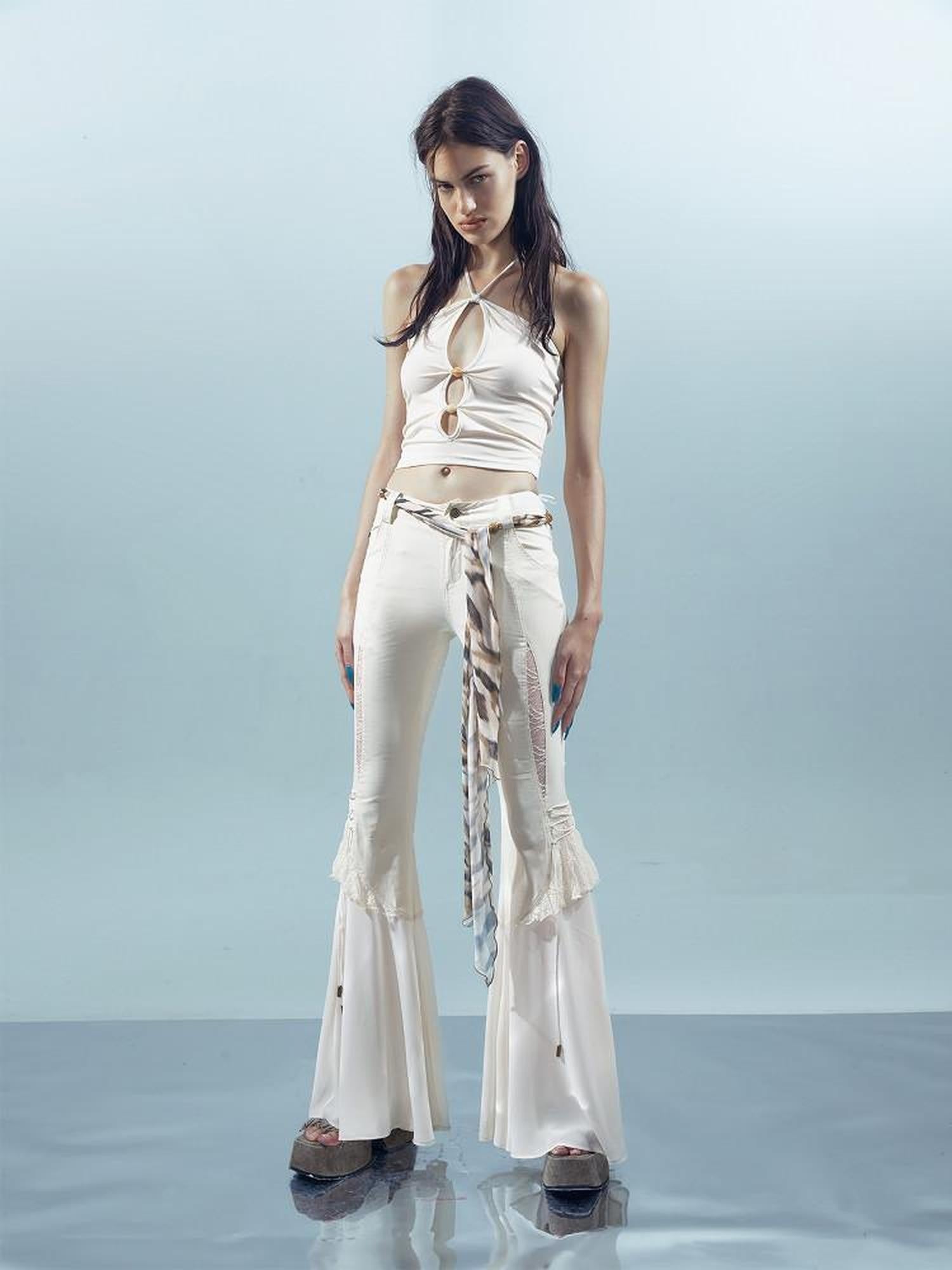 NORTH NODE Beaded Cutout Halter Neck Dropped Strap Women&