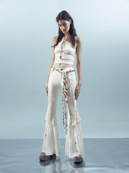 NORTH NODE Beaded Cutout Halter Neck Dropped Strap Women&
