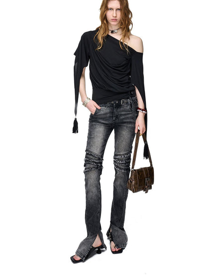 NORTH NODE Beaded Deconstructed Irregular Pleated Women&