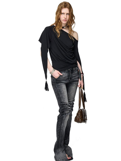 NORTH NODE Beaded Deconstructed Irregular Pleated Women&
