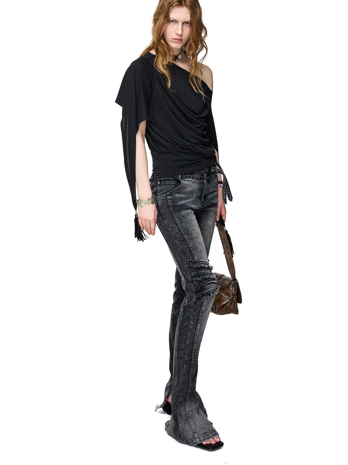 NORTH NODE Beaded Deconstructed Irregular Pleated Women&
