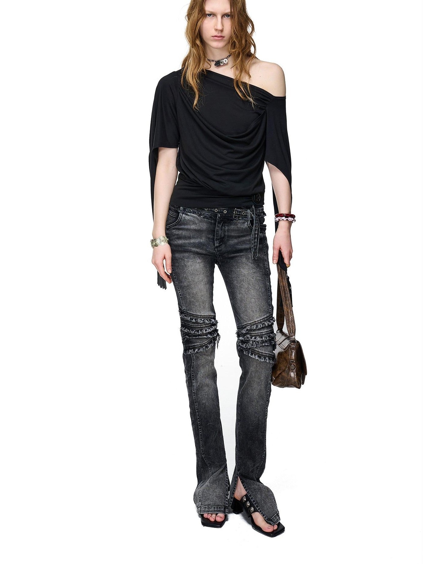 NORTH NODE Beaded Deconstructed Irregular Pleated Women&