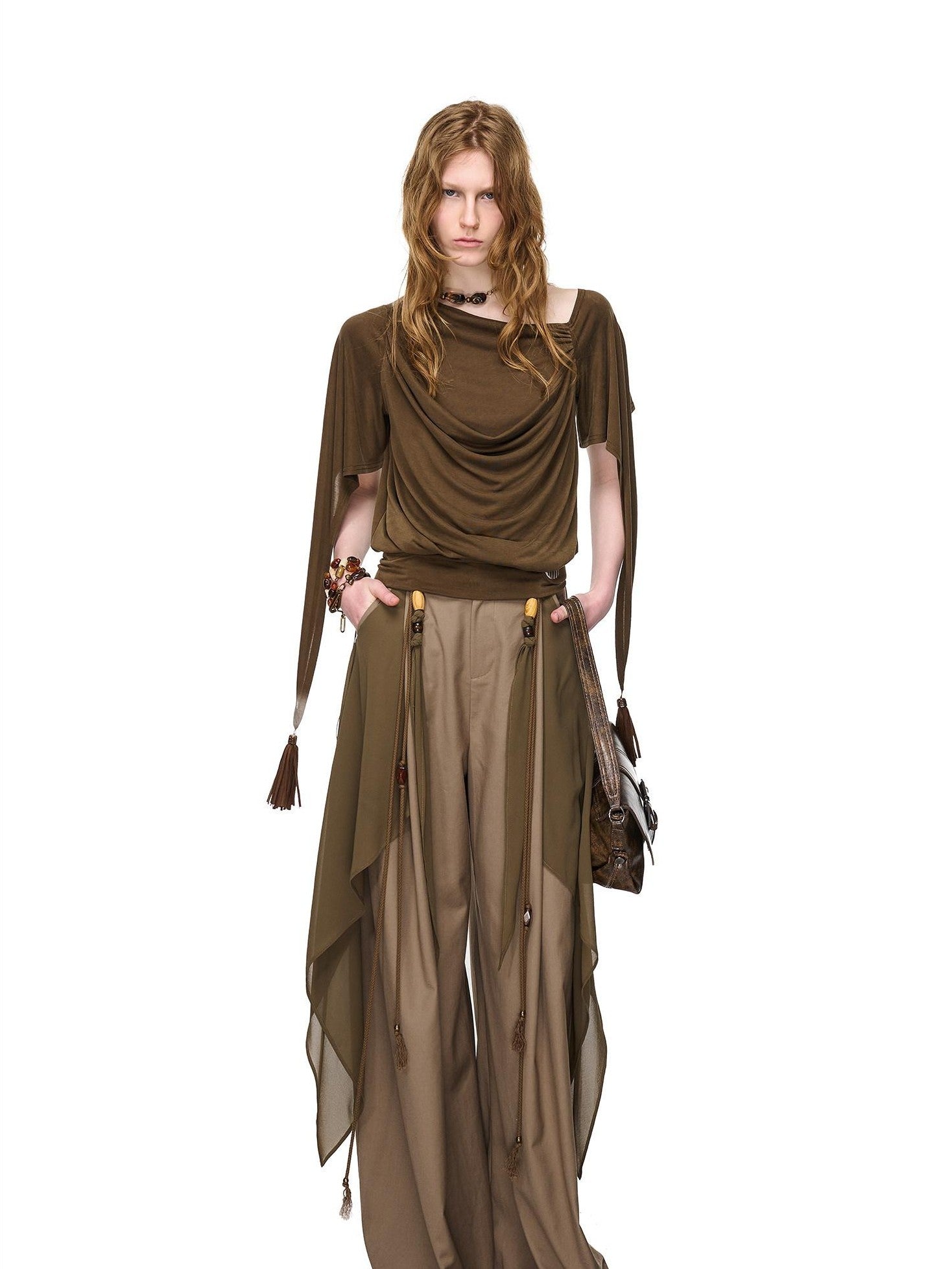 NORTH NODE Beaded Deconstructed Irregular Pleated Women&