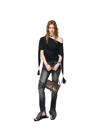 NORTH NODE Beaded Deconstructed Irregular Pleated Women&