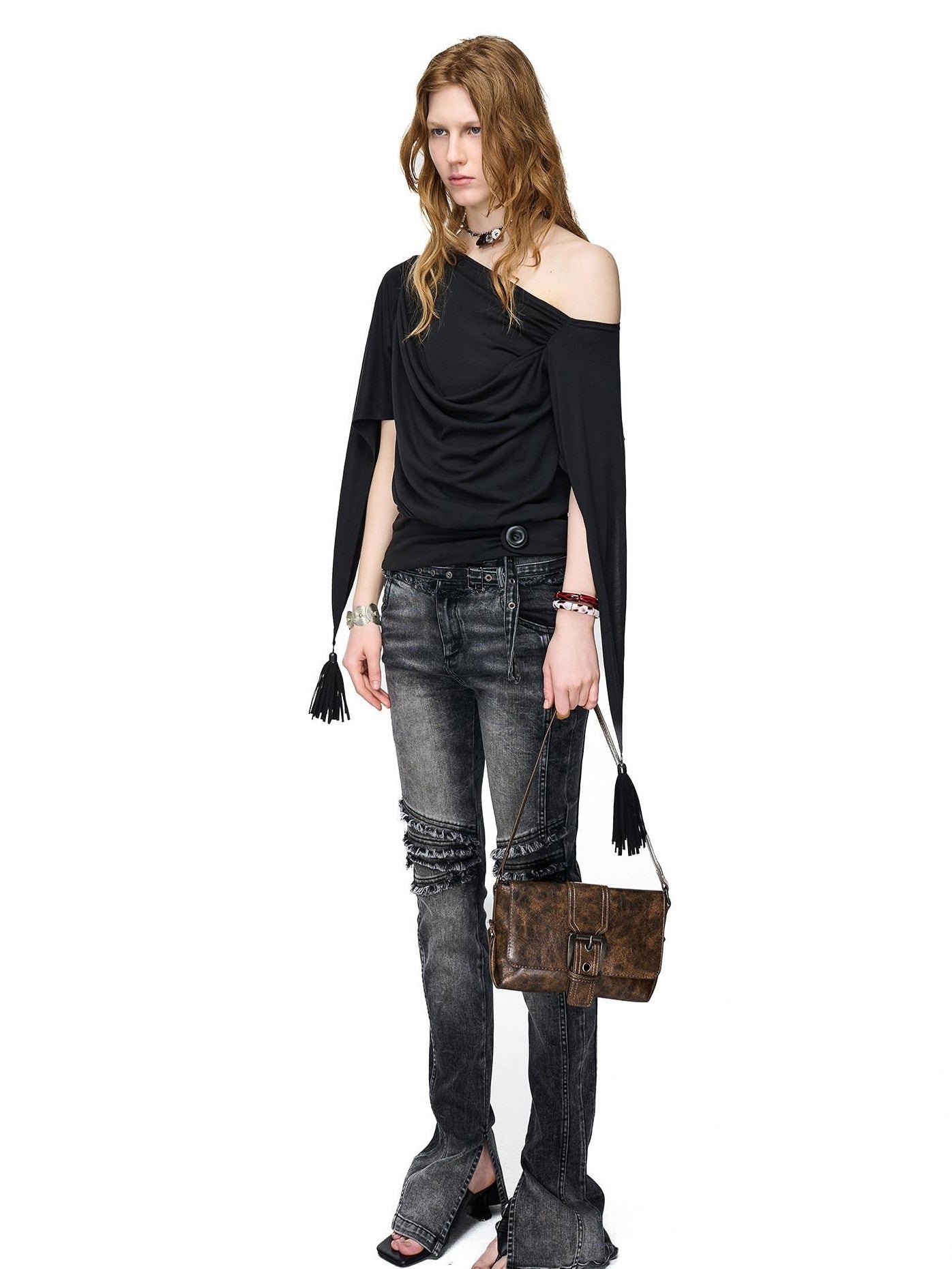 NORTH NODE Beaded Deconstructed Irregular Pleated Women&