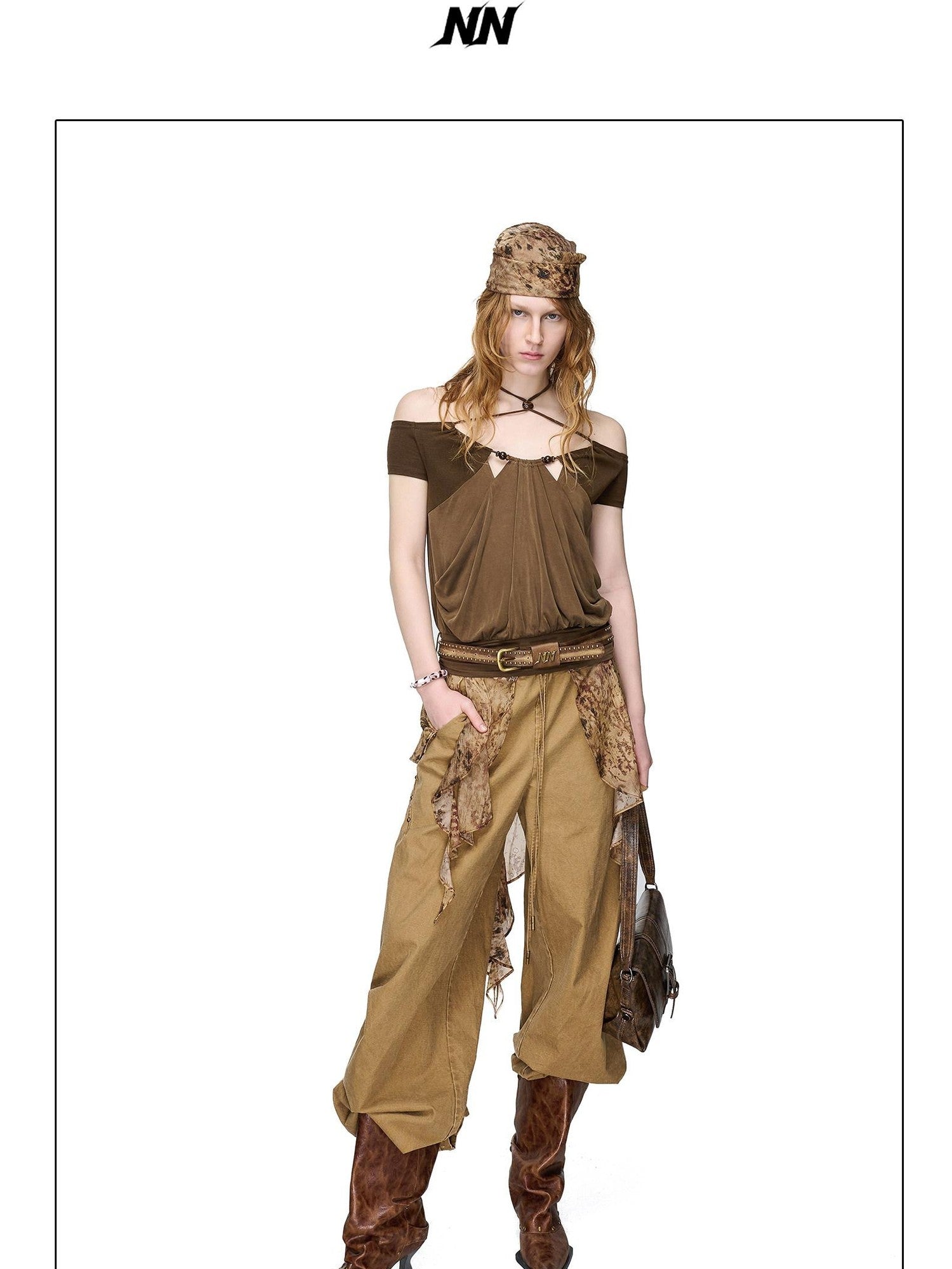NORTH NODE Beaded Halter Neck Patchwork Short Sleeve Women&