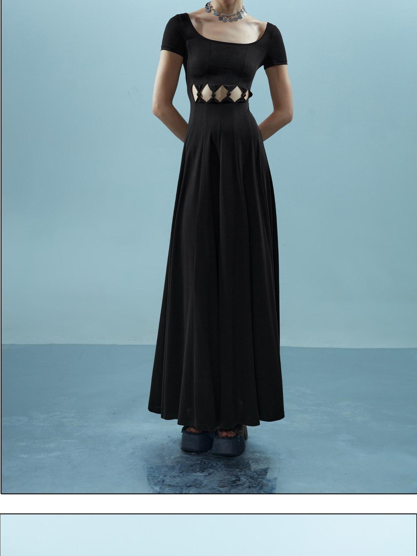NORTH NODE Beaded Hollowout Cutout Slim Fit Women&