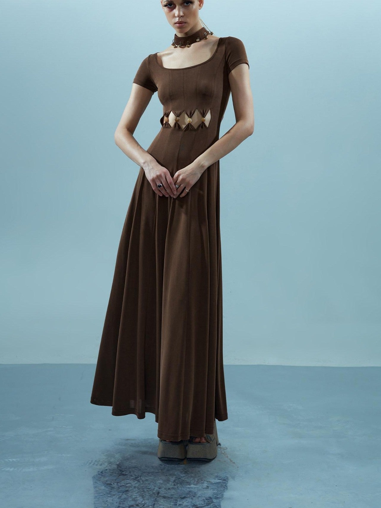 NORTH NODE Beaded Hollowout Cutout Slim Fit Women&