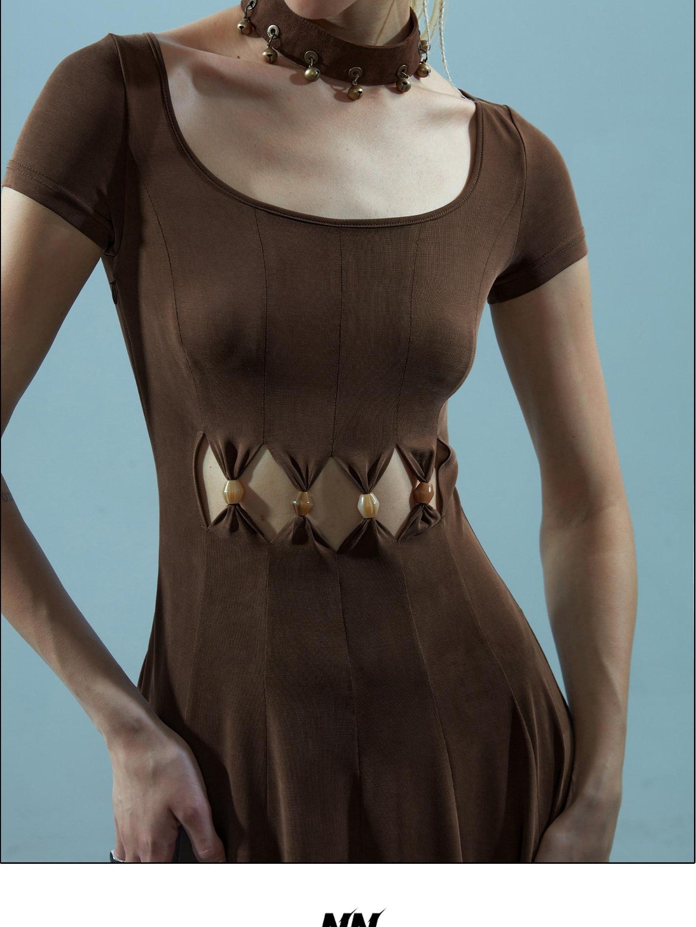 NORTH NODE Beaded Hollowout Cutout Slim Fit Women&