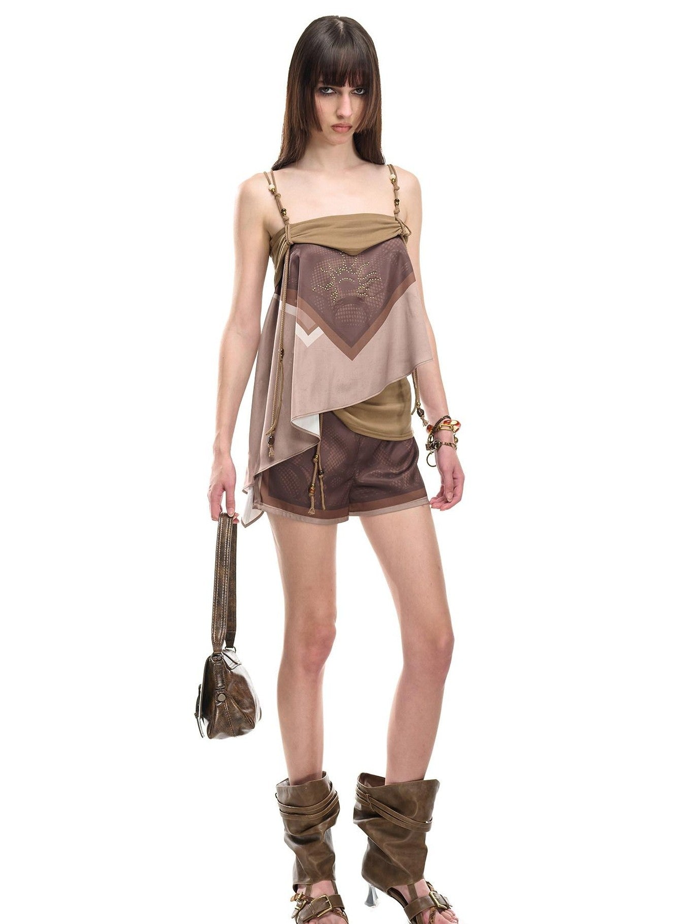 NORTH NODE Beaded Irregular Pleated Printed Women&