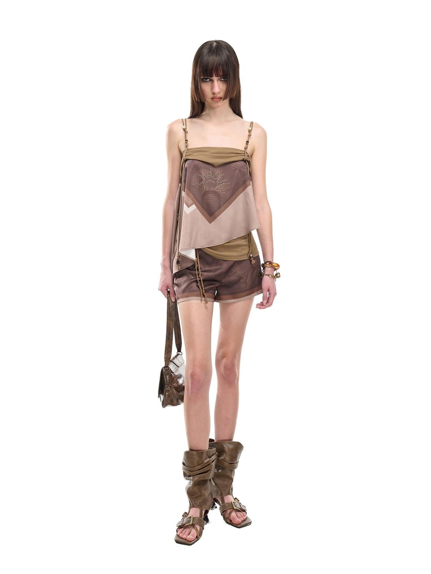 NORTH NODE Beaded Irregular Pleated Printed Women&