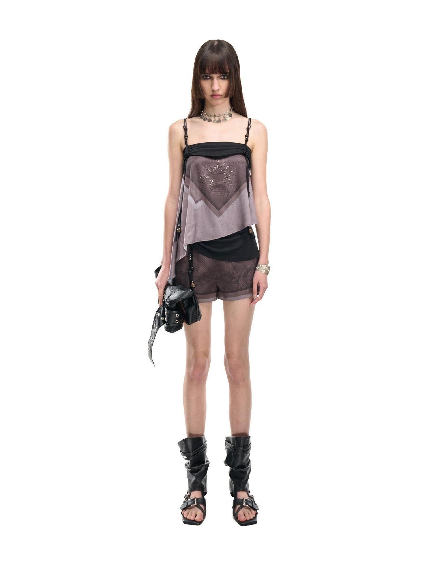 NORTH NODE Beaded Irregular Pleated Printed Women&
