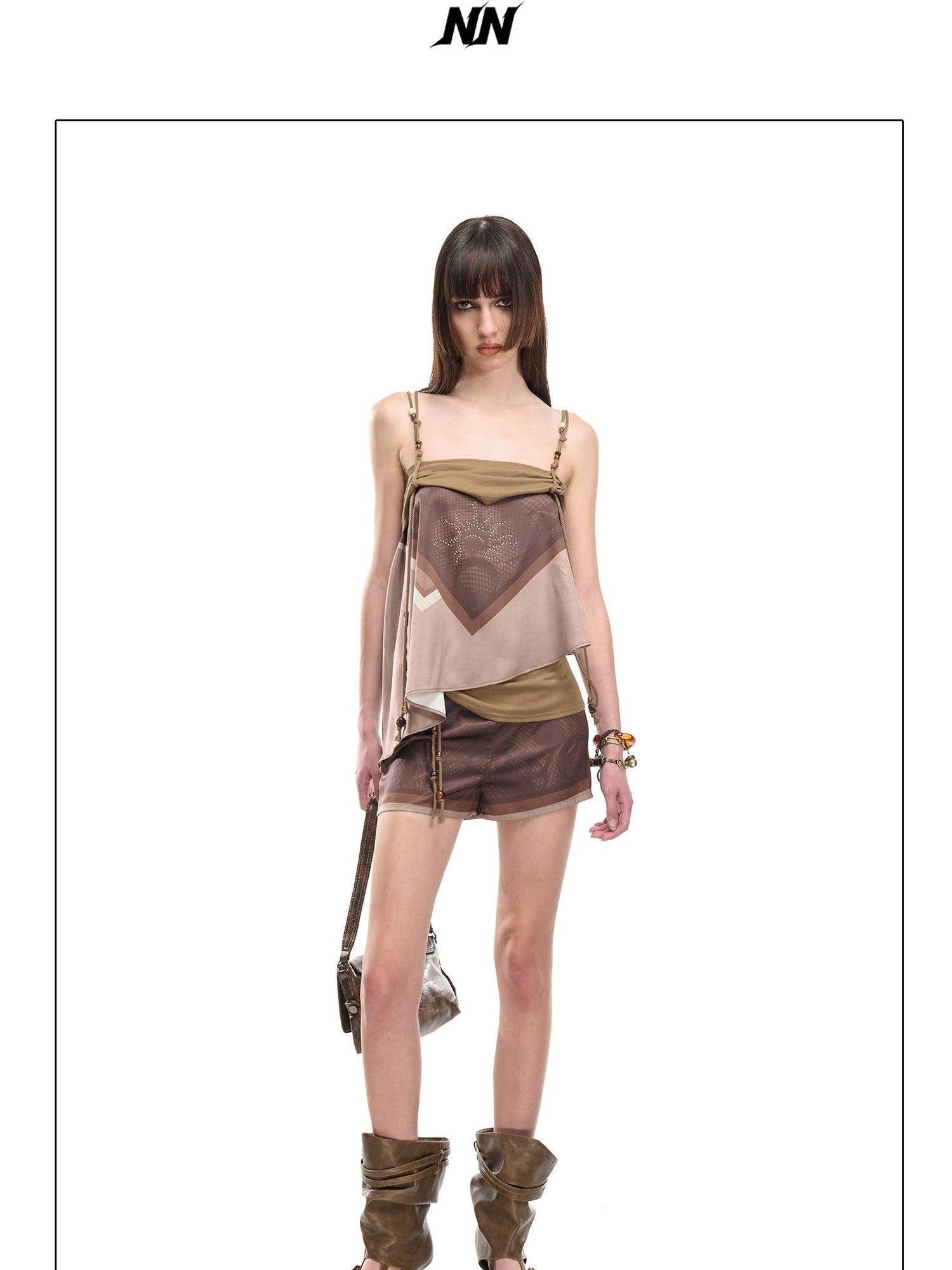 NORTH NODE Beaded Irregular Pleated Printed Women&