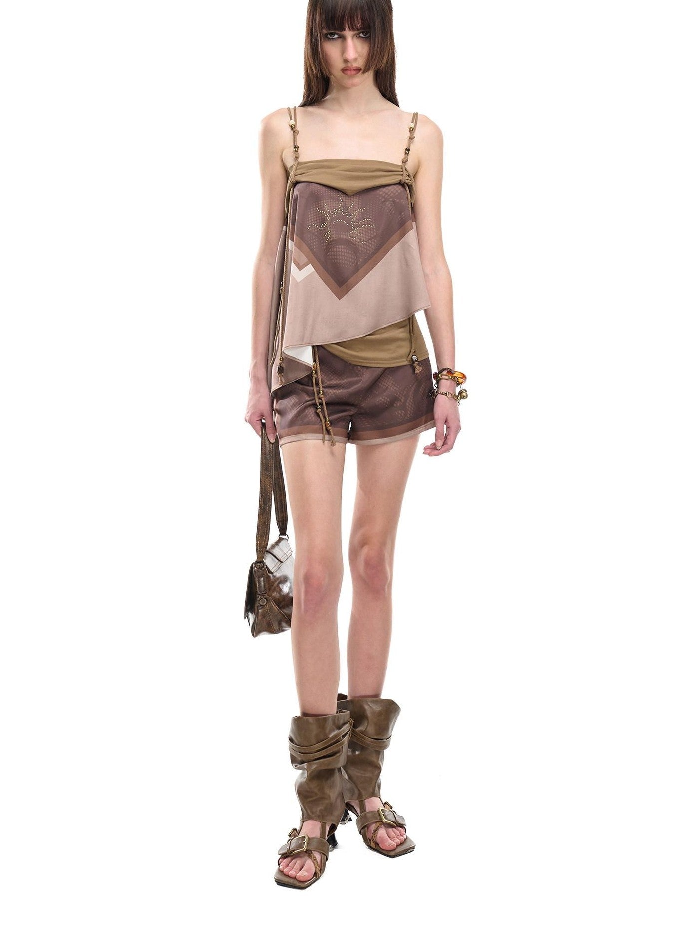 NORTH NODE Beaded Irregular Pleated Printed Women&