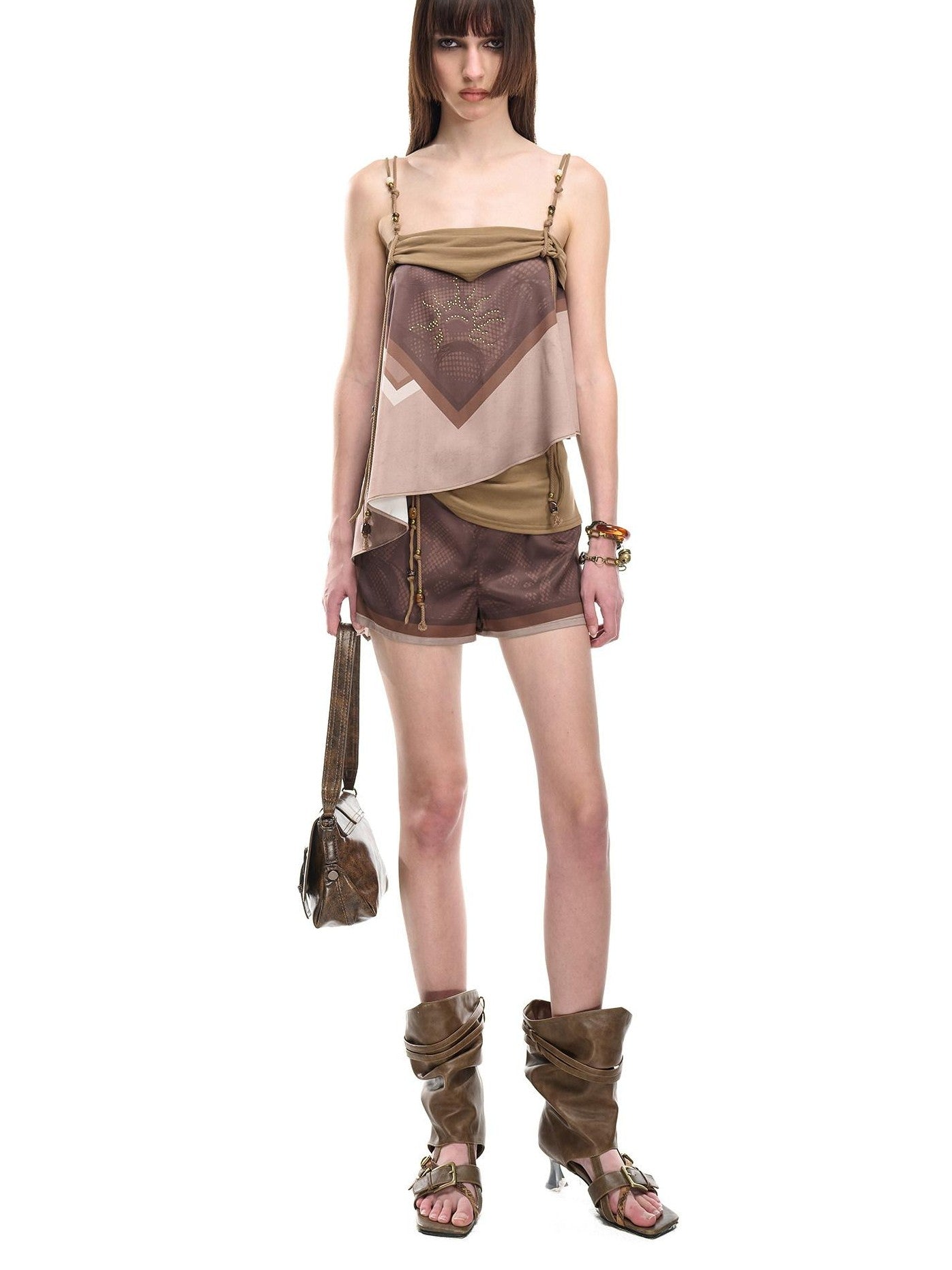 NORTH NODE Beaded Irregular Pleated Printed Women&