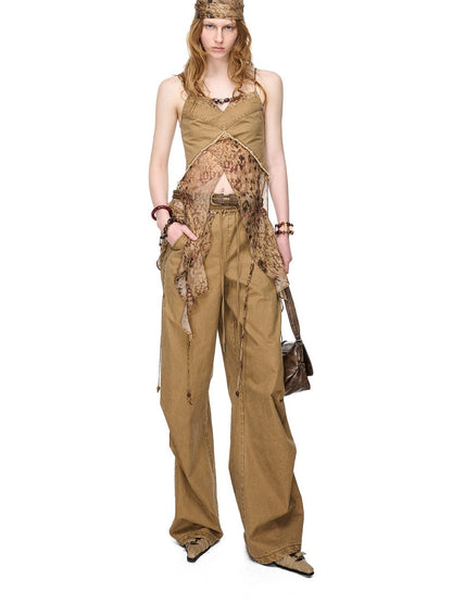 NORTH NODE Beaded Lace Print Patchwork Splice Women&