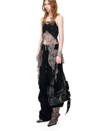 NORTH NODE Beaded Lace Print Patchwork Splice Women&