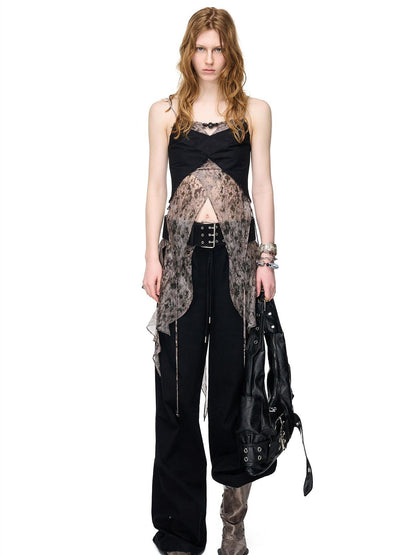 NORTH NODE Beaded Lace Print Patchwork Splice Women&
