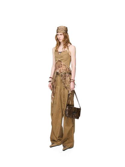 NORTH NODE Beaded Lace Print Patchwork Splice Women&