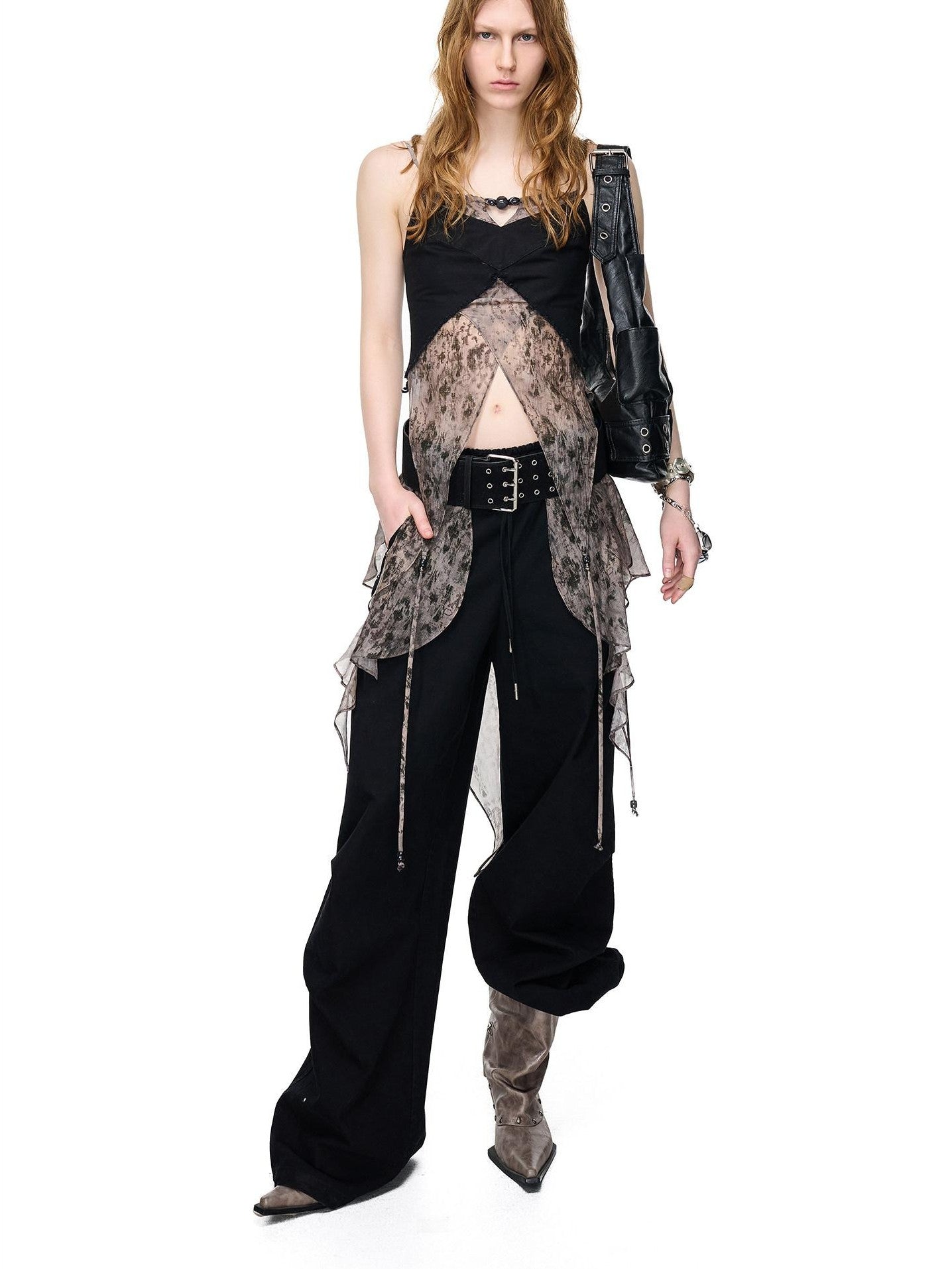 NORTH NODE Beaded Lace Print Patchwork Splice Women&