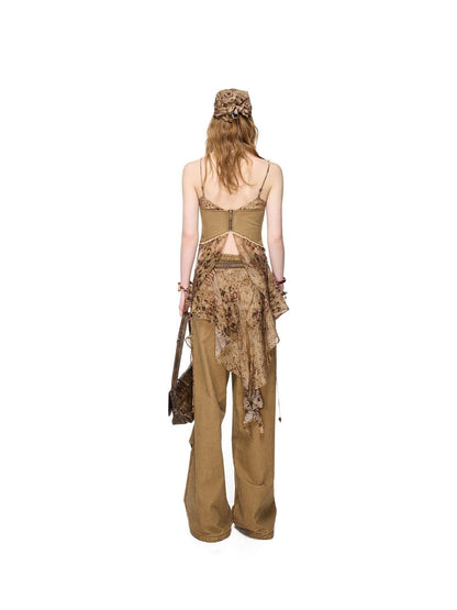 NORTH NODE Beaded Lace Print Patchwork Splice Women&