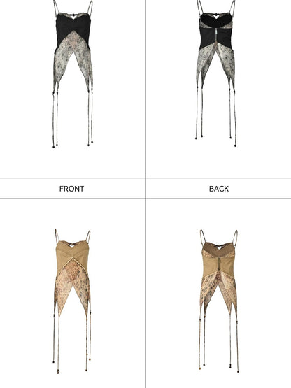 NORTH NODE Beaded Lace Print Patchwork Splice Women&