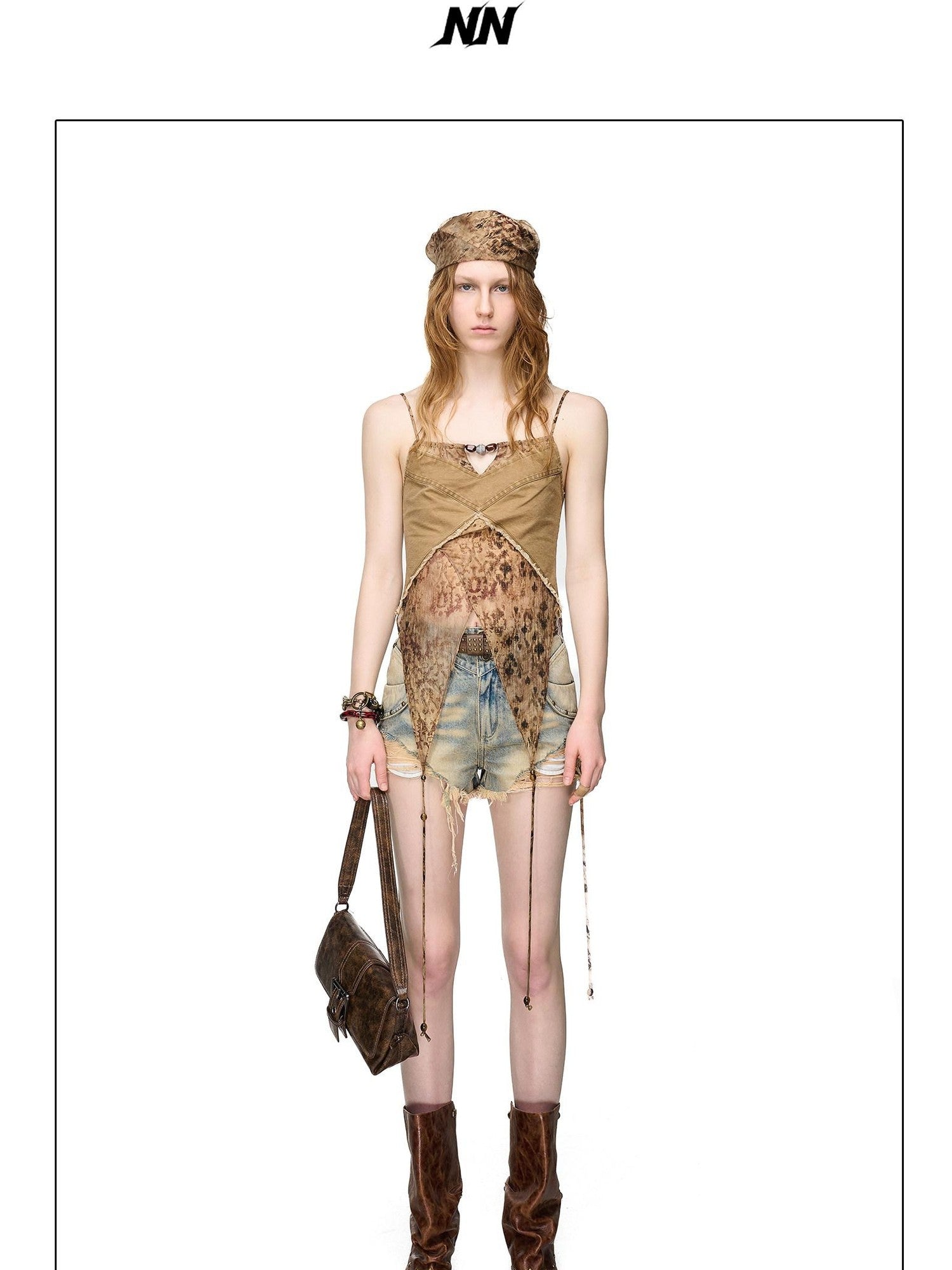 NORTH NODE Beaded Lace Print Patchwork Splice Women&