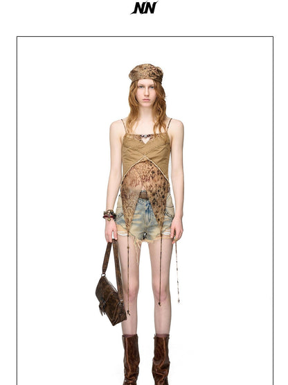 NORTH NODE Beaded Lace Print Patchwork Splice Women&