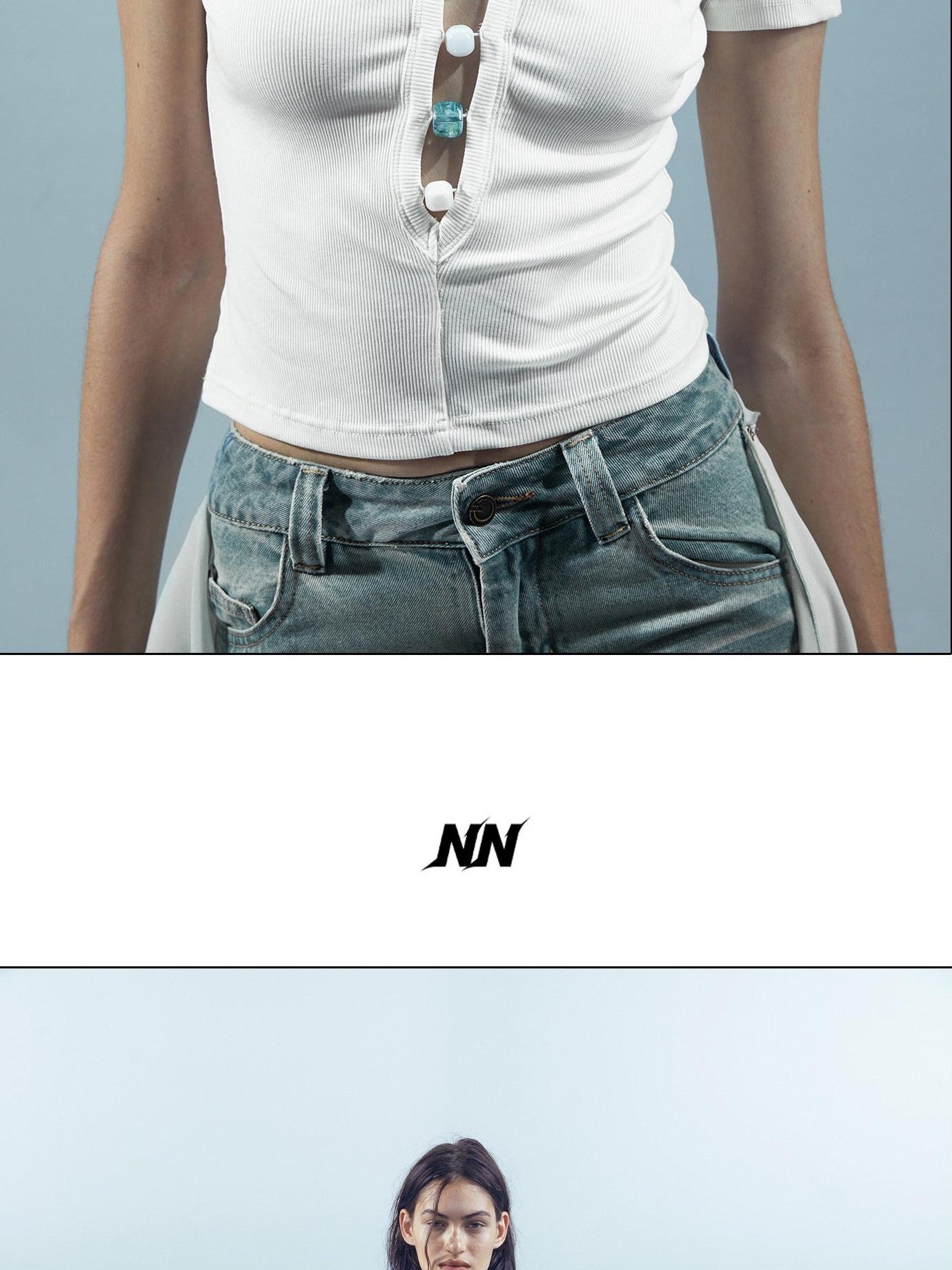NORTH NODE Beaded Open Back V-neck Short Sleeve Women&