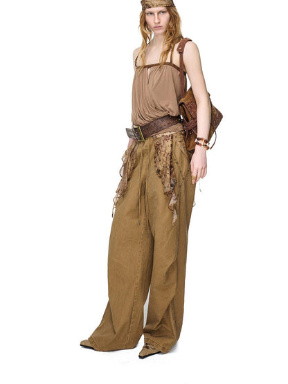 NORTH NODE Beaded Patchwork Ruched Off Shoulder Bandeau Women&