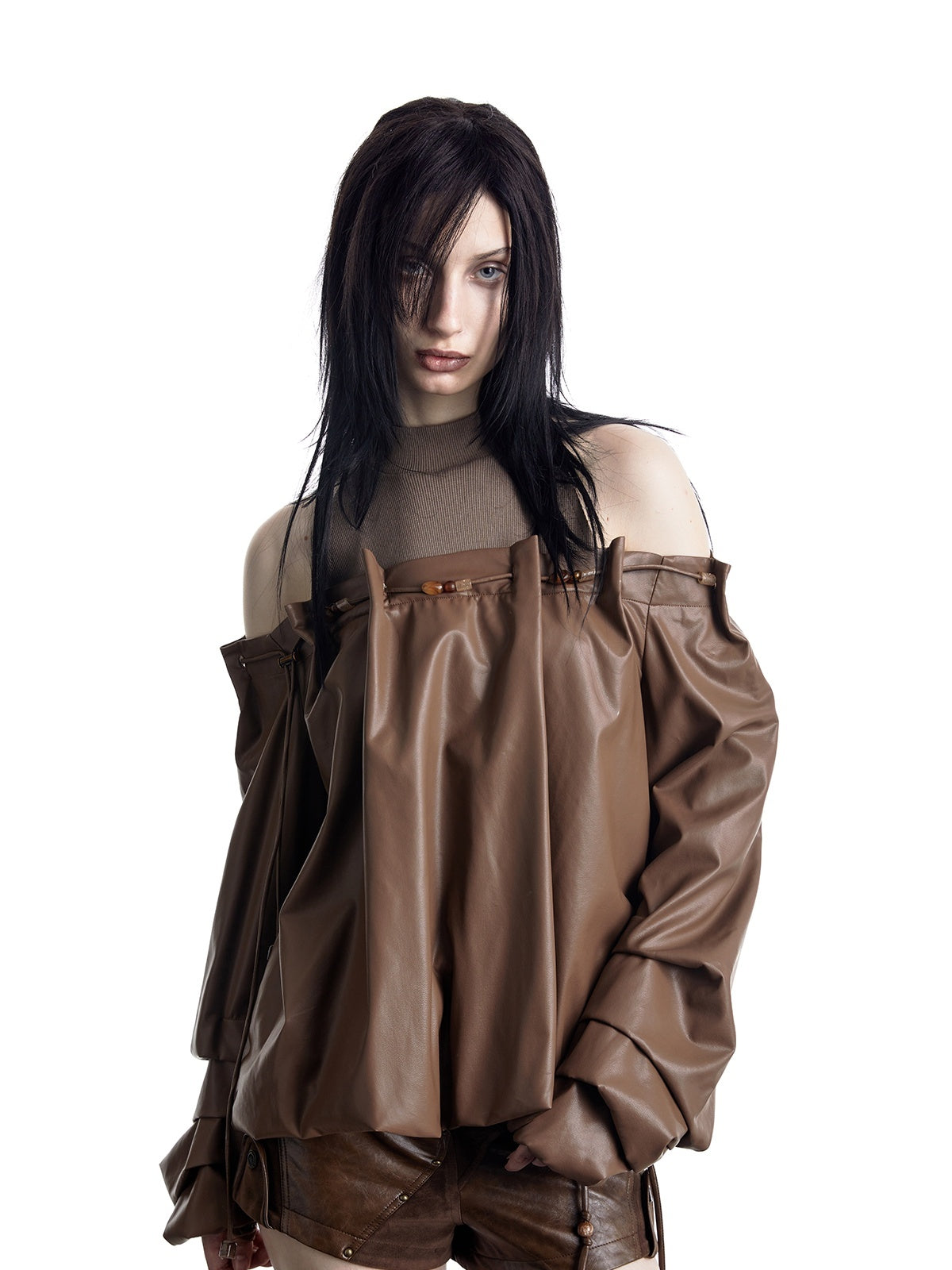 NORTH_NODE_Beaded_Ribbed_Spliced_Off_Shoulder_Drawstring_Pullover_Women&