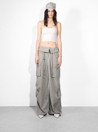 NORTH NODE Beaded Solid Backless Cropped Fitted Women&