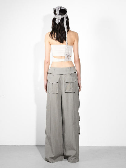 NORTH NODE Beaded Solid Backless Cropped Fitted Women&