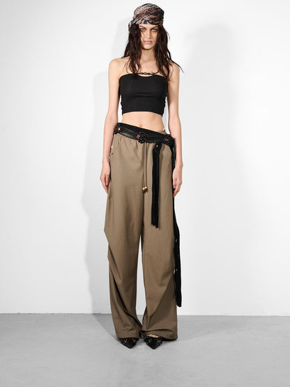 NORTH NODE Beaded Solid Backless Cropped Fitted Women&