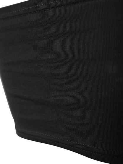 NORTH NODE Beaded Solid Backless Cropped Fitted Women&