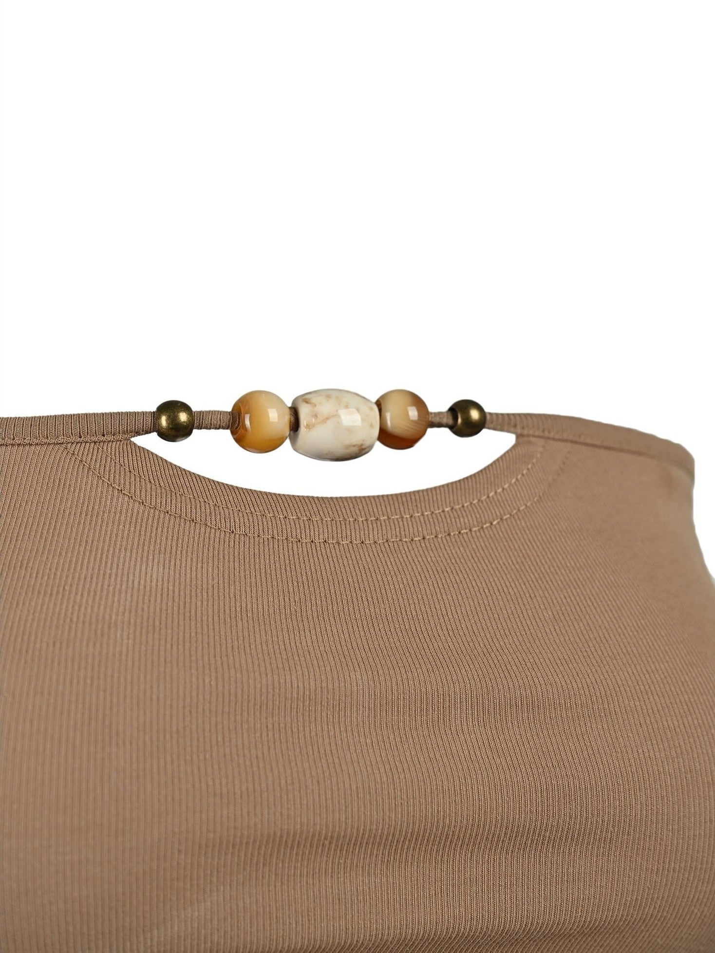 NORTH NODE Beaded Solid Backless Cropped Fitted Women&