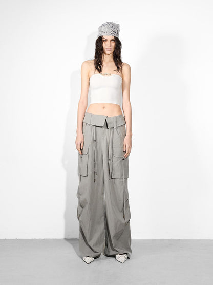 NORTH NODE Beaded Solid Backless Cropped Fitted Women&