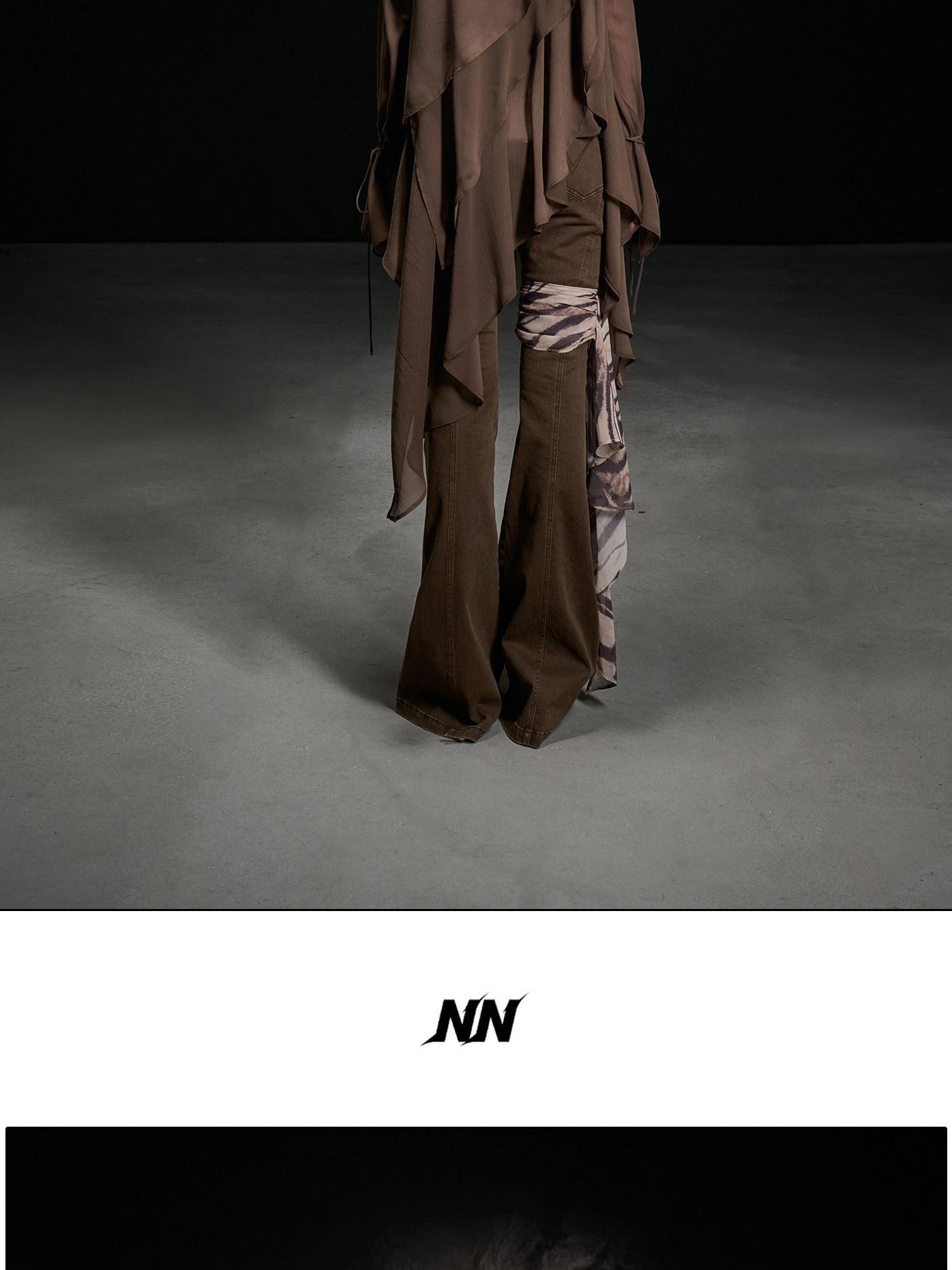 NORTH NODE Beaded Spliced Irregular Ruffle Long Sleeve Women&