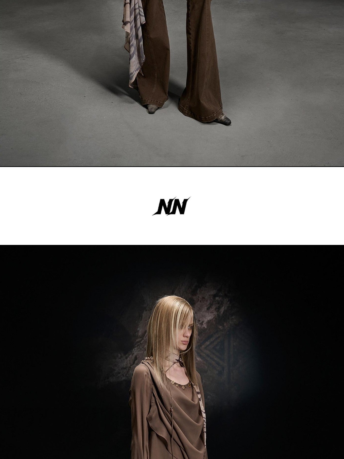 NORTH NODE Beaded Spliced Irregular Ruffle Long Sleeve Women&